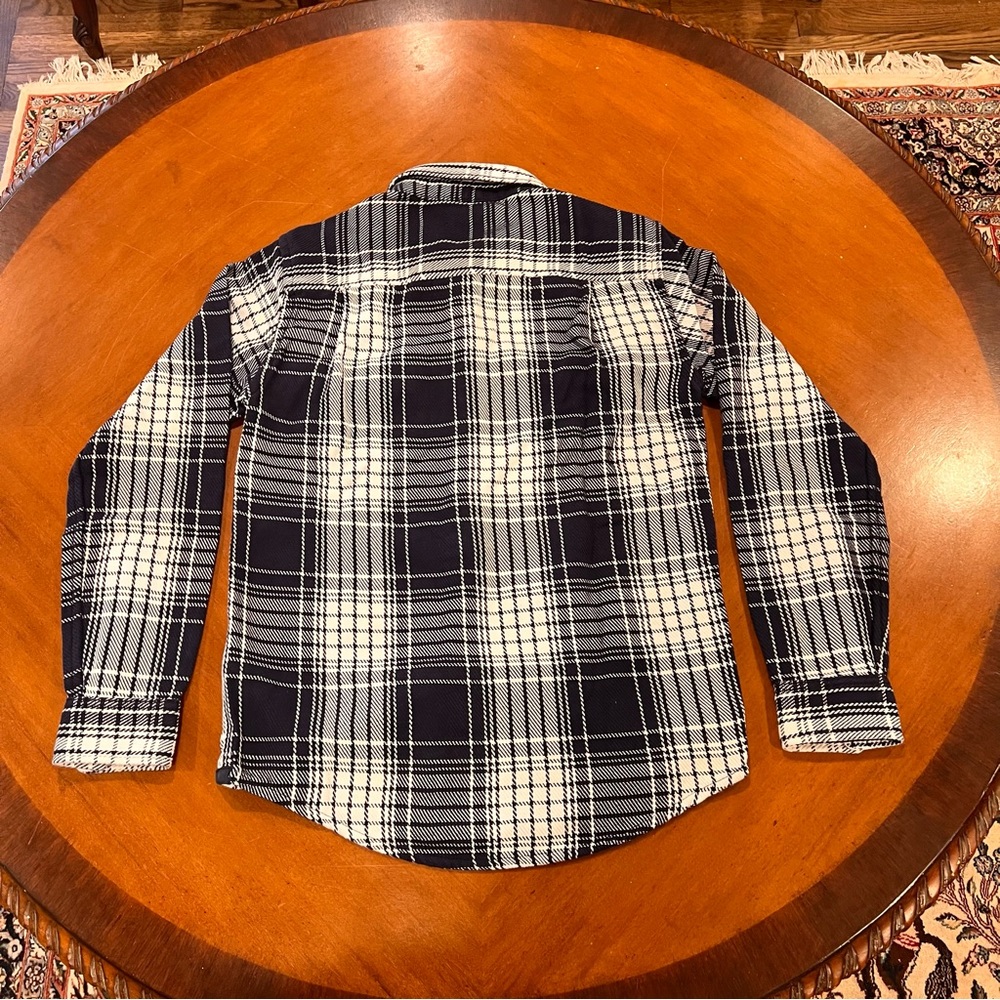 NEW OUTERKNOWN Flannel Blanket Shirt‎ Atlantic Blue Bigbury Plaid Small - Picture 6 of 16